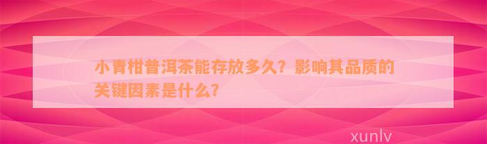 小青柑普洱茶能存放多久？影响其品质的关键因素是什么？