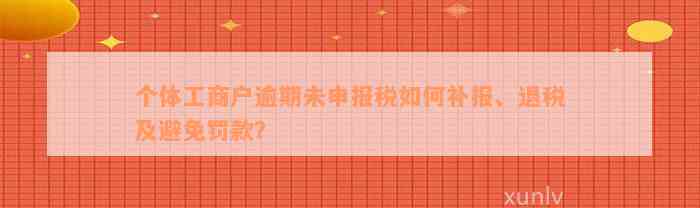 个体工商户逾期未申报税如何补报、退税及避免罚款？