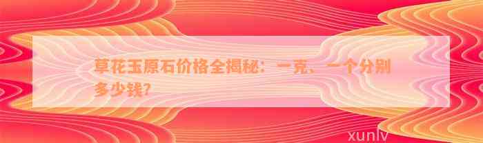 草花玉原石价格全揭秘：一克、一个分别多少钱？