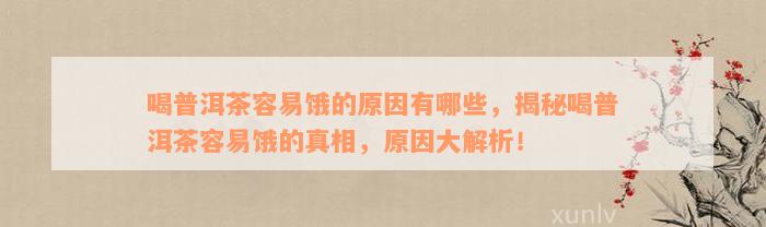 喝普洱茶容易饿的原因有哪些，揭秘喝普洱茶容易饿的真相，原因大解析！