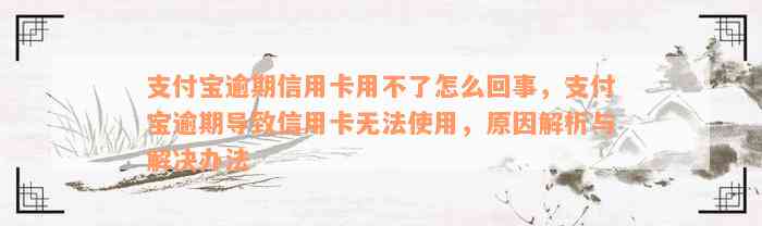 支付宝逾期信用卡用不了怎么回事，支付宝逾期导致信用卡无法使用，原因解析与解决办法