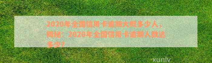 2020年全国信用卡逾期大概多少人，揭秘：2020年全国信用卡逾期人数达多少？