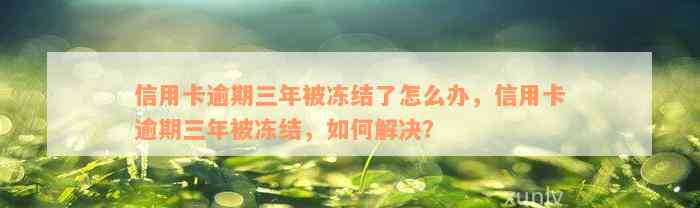 信用卡逾期三年被冻结了怎么办，信用卡逾期三年被冻结，如何解决？