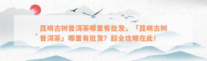 昆明古树普洱茶哪里有批发，「昆明古树普洱茶」哪里有批发？超全攻略在此！