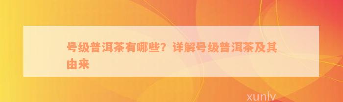 号级普洱茶有哪些？详解号级普洱茶及其由来