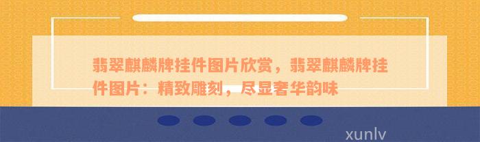 翡翠麒麟牌挂件图片欣赏，翡翠麒麟牌挂件图片：精致雕刻，尽显奢华韵味