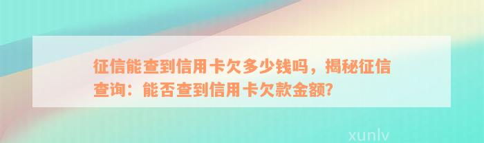 征信能查到信用卡欠多少钱吗，揭秘征信查询：能否查到信用卡欠款金额？