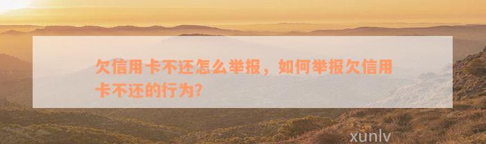 欠信用卡不还怎么举报，如何举报欠信用卡不还的行为？