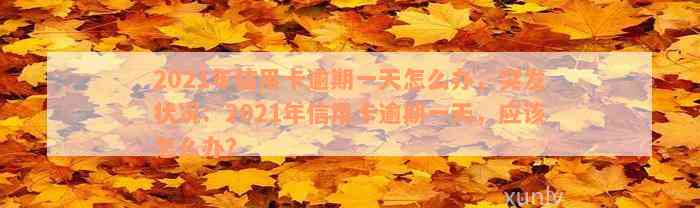 2021年信用卡逾期一天怎么办，突发状况：2021年信用卡逾期一天，应该怎么办？