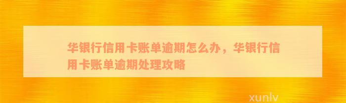 华银行信用卡账单逾期怎么办，华银行信用卡账单逾期处理攻略