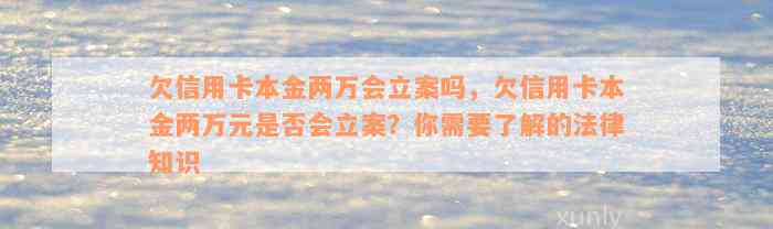 欠信用卡本金两万会立案吗，欠信用卡本金两万元是否会立案？你需要了解的法律知识