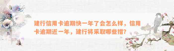 建行信用卡逾期快一年了会怎么样，信用卡逾期近一年，建行将采取哪些措？