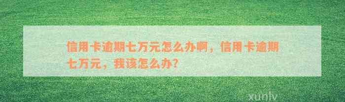 信用卡逾期七万元怎么办啊，信用卡逾期七万元，我该怎么办？