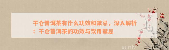 干仓普洱茶有什么功效和禁忌，深入解析：干仓普洱茶的功效与饮用禁忌