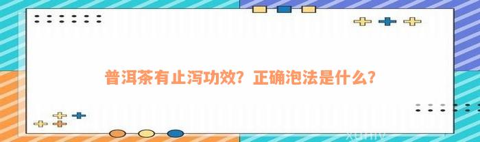 普洱茶有止泻功效？正确泡法是什么？