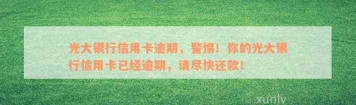 光大银行信用卡逾期，警惕！你的光大银行信用卡已经逾期，请尽快还款！