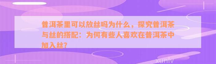 普洱茶里可以放丝吗为什么，探究普洱茶与丝的搭配：为何有些人喜欢在普洱茶中加入丝？