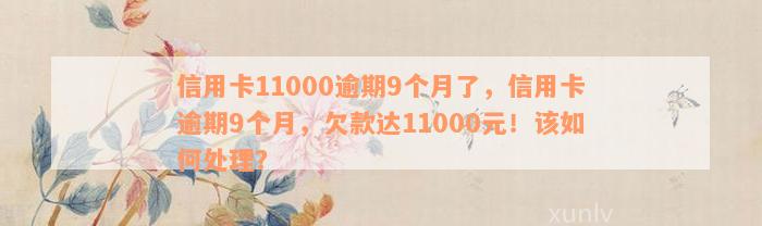 信用卡11000逾期9个月了，信用卡逾期9个月，欠款达11000元！该如何处理？