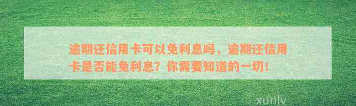 逾期还信用卡可以免利息吗，逾期还信用卡是否能免利息？你需要知道的一切！