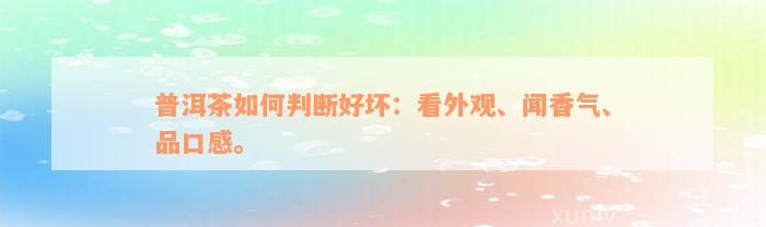 普洱茶如何判断好坏：看外观、闻香气、品口感。