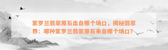 紫罗兰翡翠原石出自哪个场口，揭秘翡翠界：哪种紫罗兰翡翠原石来自哪个场口？