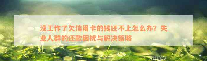 没工作了欠信用卡的钱还不上怎么办？失业人群的还款困扰与解决策略