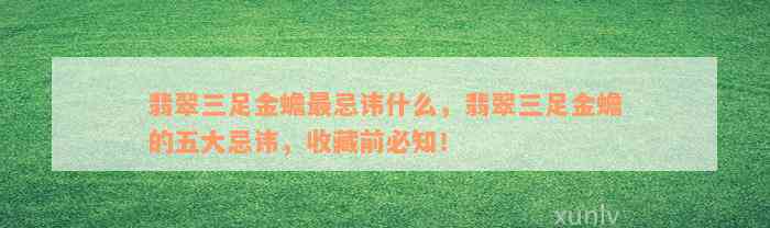 翡翠三足金蟾最忌讳什么，翡翠三足金蟾的五大忌讳，收藏前必知！