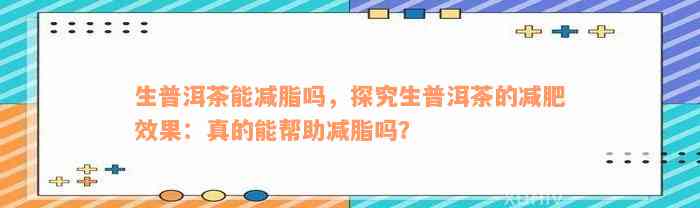 生普洱茶能减脂吗，探究生普洱茶的减肥效果：真的能帮助减脂吗？