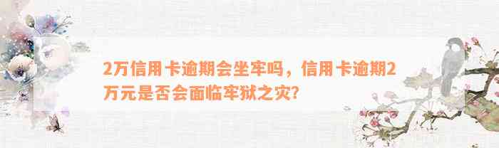 2万信用卡逾期会坐牢吗，信用卡逾期2万元是否会面临牢狱之灾？