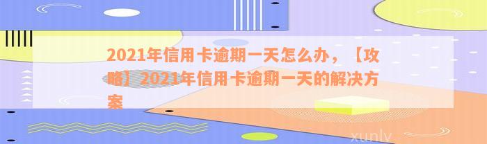 2021年信用卡逾期一天怎么办，【攻略】2021年信用卡逾期一天的解决方案