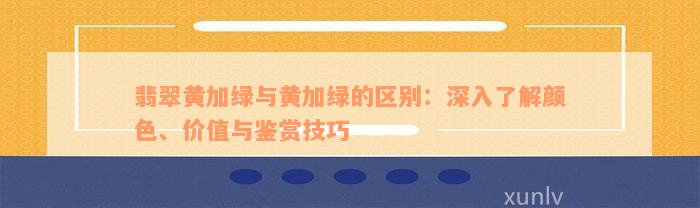 翡翠黄加绿与黄加绿的区别：深入了解颜色、价值与鉴赏技巧