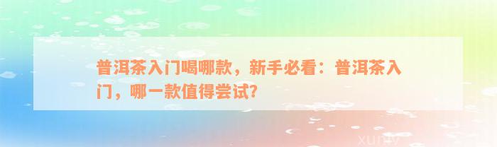 普洱茶入门喝哪款，新手必看：普洱茶入门，哪一款值得尝试？