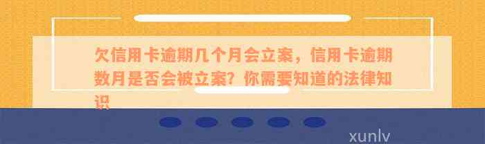 欠信用卡逾期几个月会立案，信用卡逾期数月是否会被立案？你需要知道的法律知识