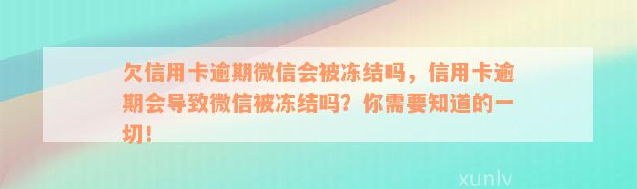 欠信用卡逾期微信会被冻结吗，信用卡逾期会导致微信被冻结吗？你需要知道的一切！