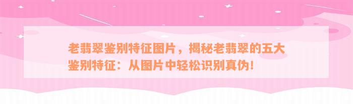 老翡翠鉴别特征图片，揭秘老翡翠的五大鉴别特征：从图片中轻松识别真伪！