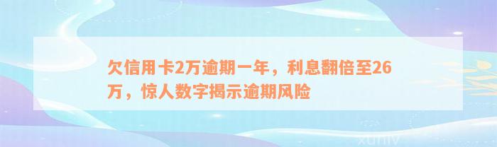 欠信用卡2万逾期一年，利息翻倍至26万，惊人数字揭示逾期风险