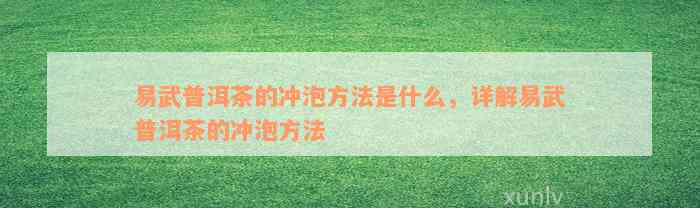 易武普洱茶的冲泡方法是什么，详解易武普洱茶的冲泡方法