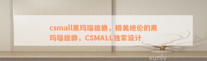 csmall黑玛瑙貔貅，精美绝伦的黑玛瑙貔貅，CSMALL独家设计