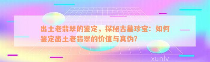 出土老翡翠的鉴定，探秘古墓珍宝：如何鉴定出土老翡翠的价值与真伪？