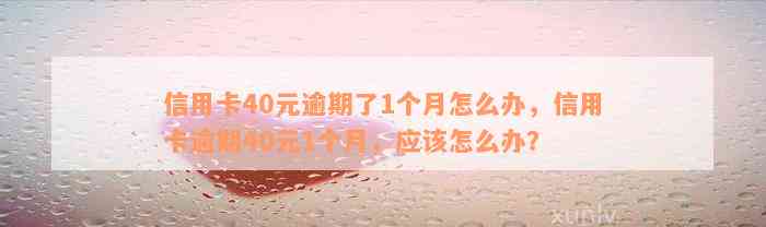 信用卡40元逾期了1个月怎么办，信用卡逾期40元1个月，应该怎么办？