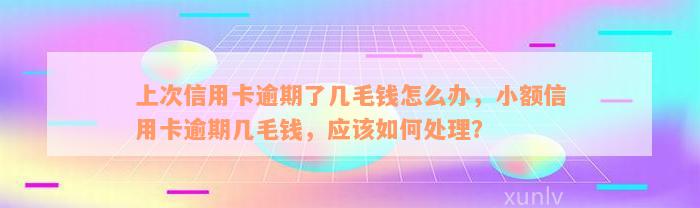 上次信用卡逾期了几毛钱怎么办，小额信用卡逾期几毛钱，应该如何处理？