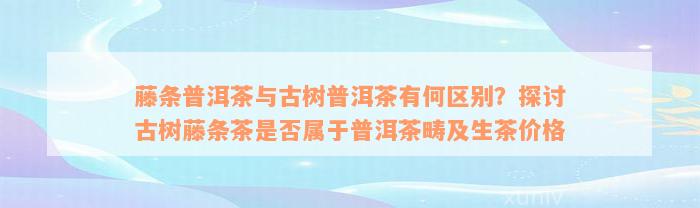 藤条普洱茶与古树普洱茶有何区别？探讨古树藤条茶是否属于普洱茶畴及生茶价格