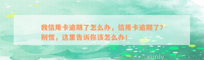 我信用卡逾期了怎么办，信用卡逾期了？别慌，这里告诉你该怎么办！