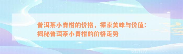 普洱茶小青柑的价格，探索美味与价值：揭秘普洱茶小青柑的价格走势