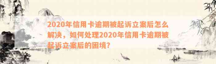 2020年信用卡逾期被起诉立案后怎么解决，如何处理2020年信用卡逾期被起诉立案后的困境？