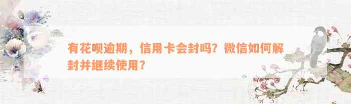 有花呗逾期，信用卡会封吗？微信如何解封并继续使用？