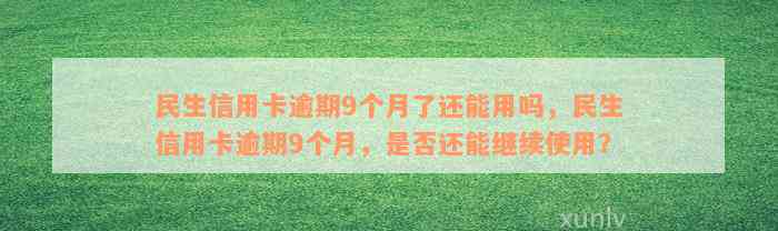 民生信用卡逾期9个月了还能用吗，民生信用卡逾期9个月，是否还能继续使用？