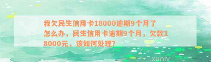 我欠民生信用卡18000逾期9个月了怎么办，民生信用卡逾期9个月，欠款18000元，该如何处理？