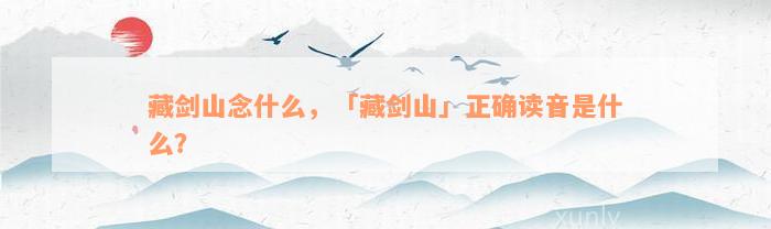 藏剑山念什么，「藏剑山」正确读音是什么？