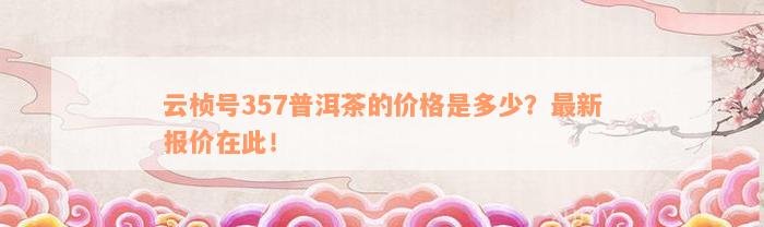 云桢号357普洱茶的价格是多少？最新报价在此！